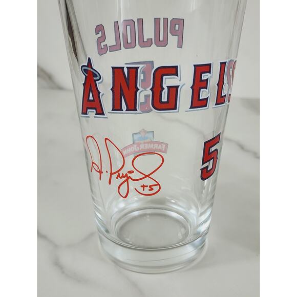 LA Angels Albert Pujols #5 Pint Beer Glass 16oz Drinkware 5 1/2" Tumbler x2 - Picture 7 of 13